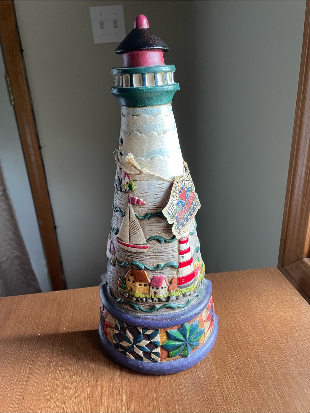 Vintage Jim Shore Cast Metal Seaside Scene Lighthouse Decor / Doorstop 3.5 Pound